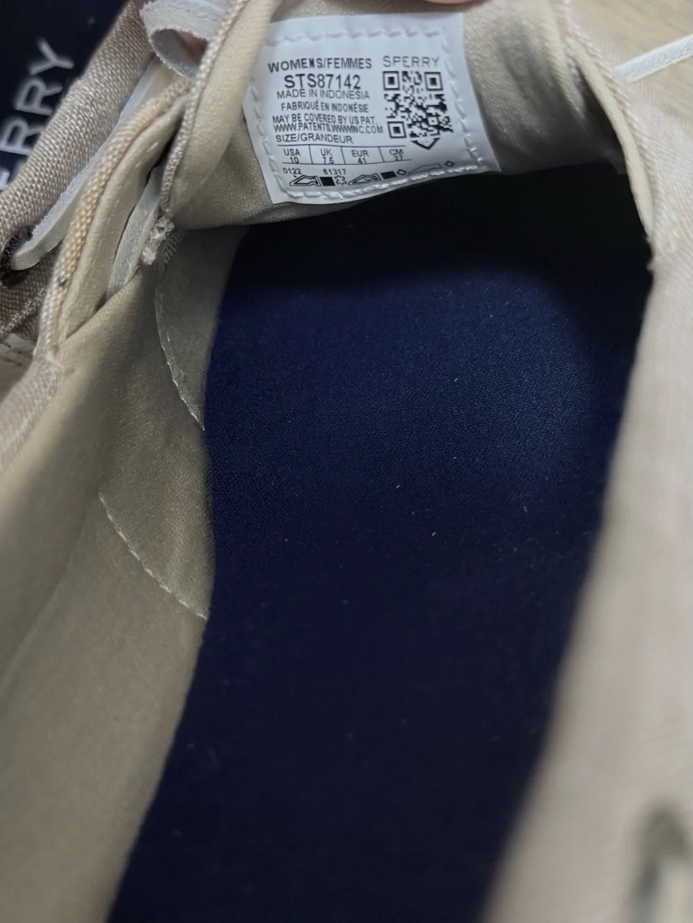 Sperry topside woman Light Beige Canvas Boat Shoes with White Laces
